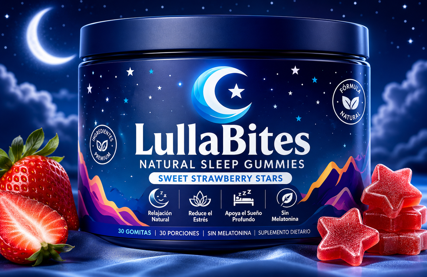 LullaBites Sleep Gummies, Gomitas Naturales para Dormir Sin Melatonina